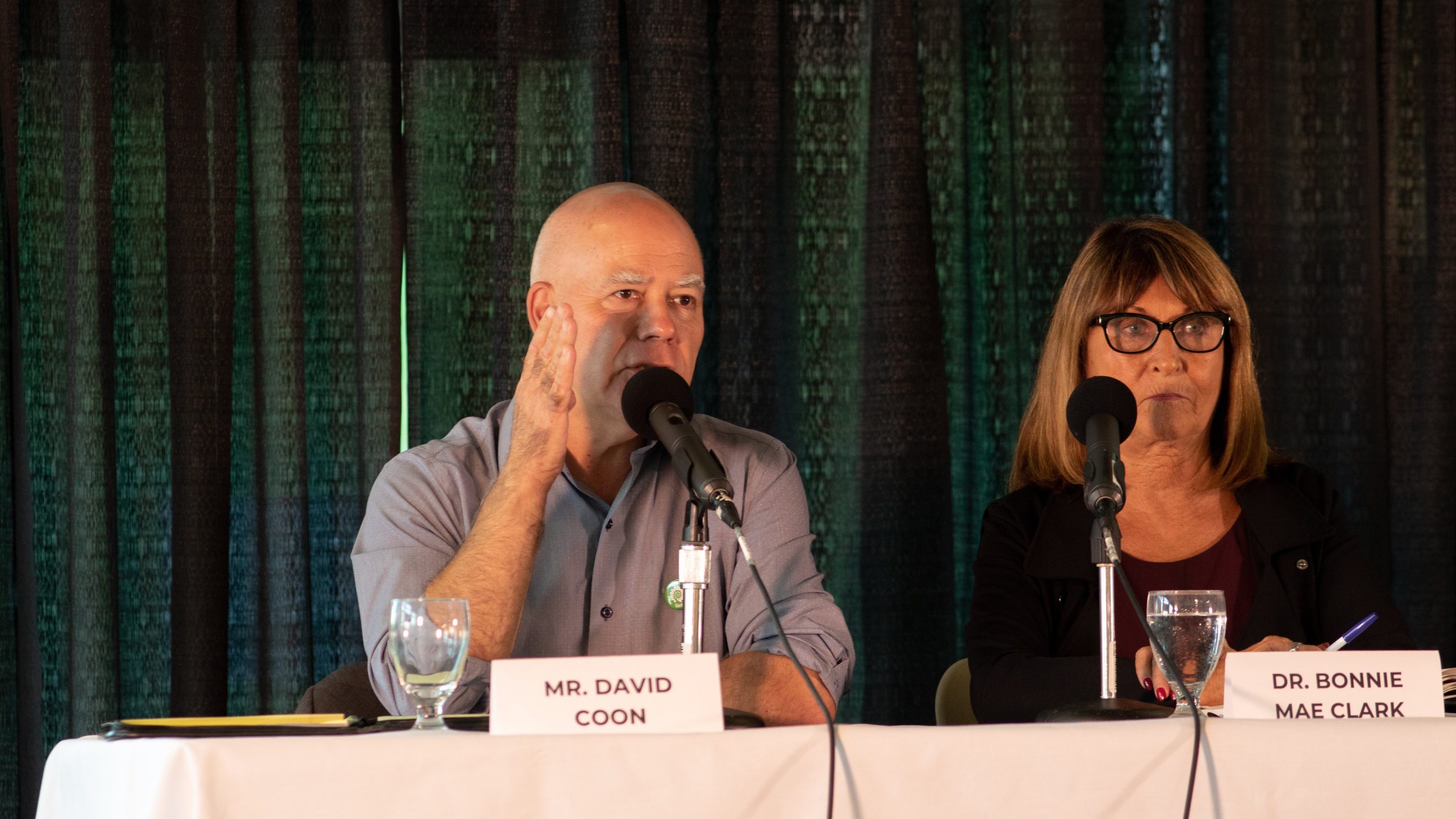 Green Party Leader David Coon, the incumbent MLA for Fredericton South, speaks during the campus debate at UNB on Thursday, Sept. 13. | Photo: Maria Nazareth Araujo