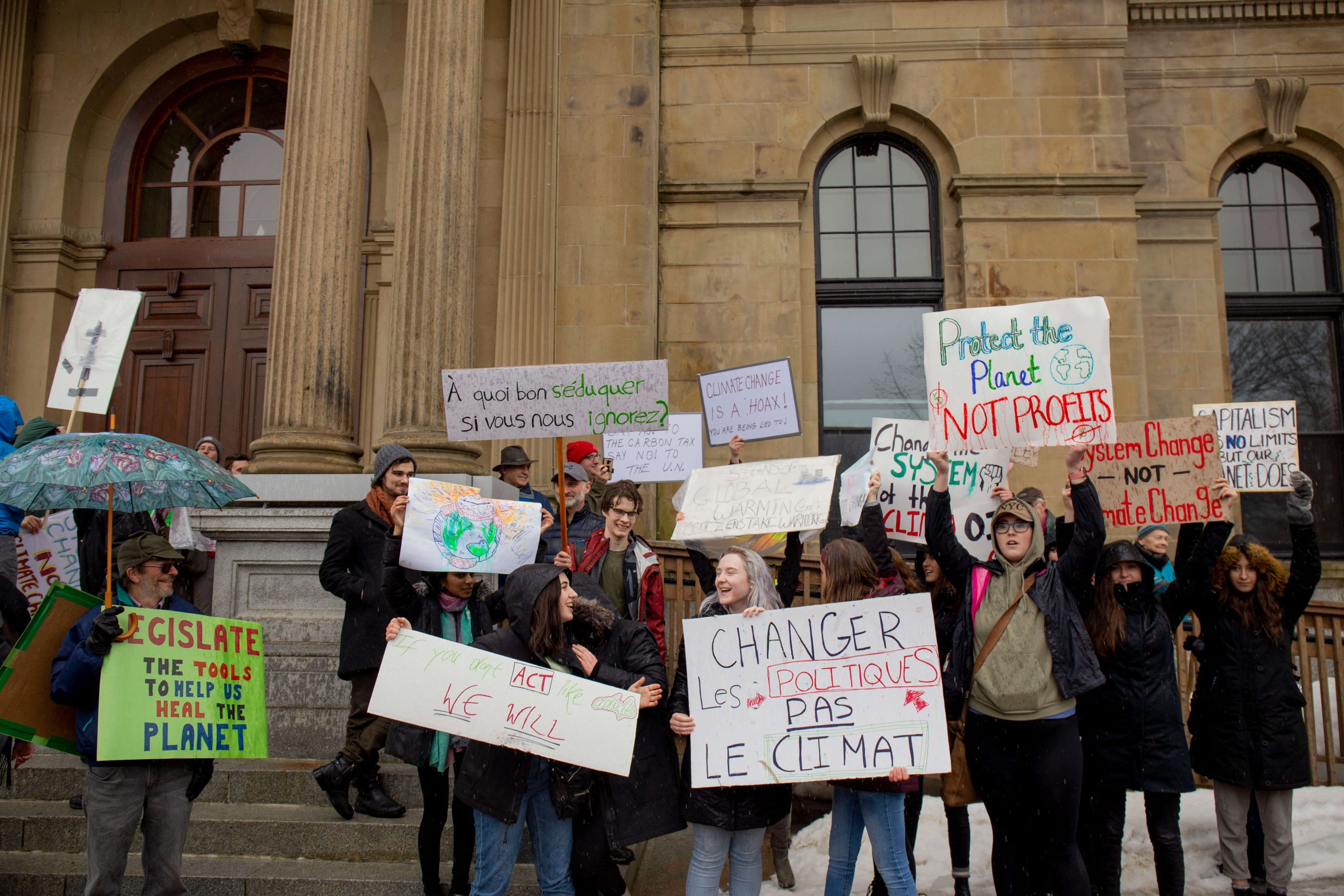 Hundreds of youth rally for climate action at NB legislature