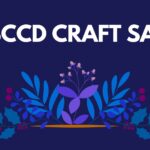 white text on navy background "NBCCD CRAFT SALE" below text is a blue and purple floral arrangement